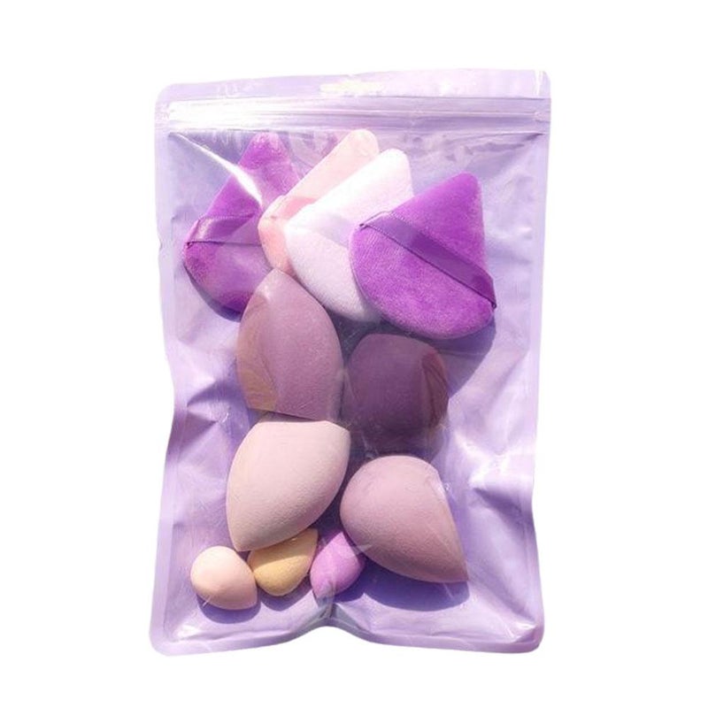 Macaron-colored 11-piece powder puff set: beauty sponge, thumb powder puff, cotton powder puff, mini powder puff